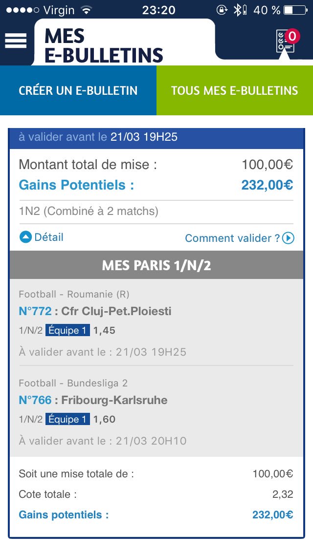 Topikprono's tweet image. Premier pronostics 100% sûr avec une cote de 2,32 et une mise de 100€ pour un gain de 232€.