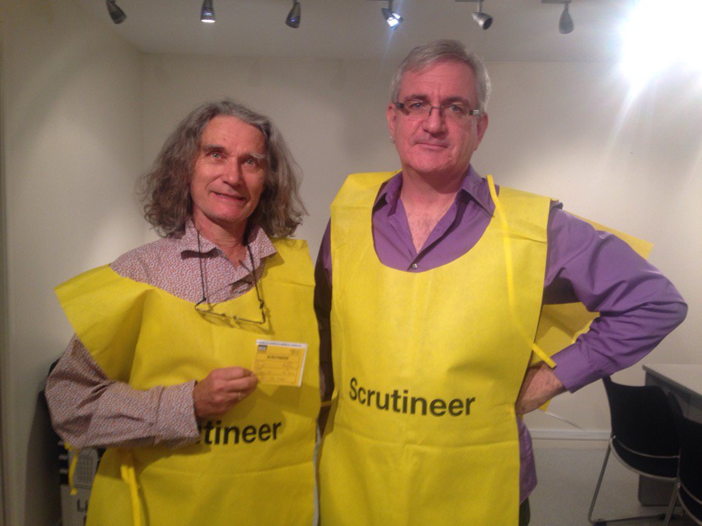 AndrewBartlett's tweet image. About to do some scrutineering for The Gabba ward count - special yellow bibs included 😃 #BNEvotes #BCCvotes