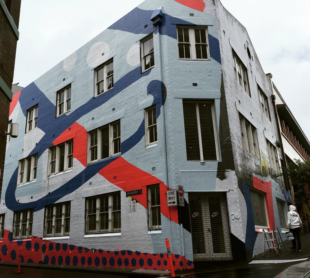 JigsawResearch's tweet photo. artist #numskull is across the road today painting a vibrant mural. Happy Monday. #surryhills https://t.co/kgKudMykdZ
