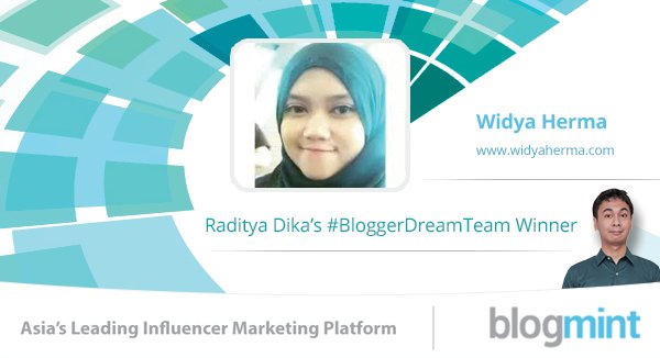 Blogmint_ID's tweet photo. Selamat untuk @widyaherma udah jadi bagian tim blogger Impiannya @radityadika #BloggerDreamTeam https://t.co/EqJY5yyrqU
