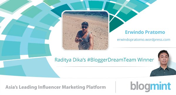 Blogmint_ID's tweet photo. Selamat untuk @erwinendo udah jadi bagian tim blogger Impiannya @radityadika #BloggerDreamTeam https://t.co/hIcwC3P3qH