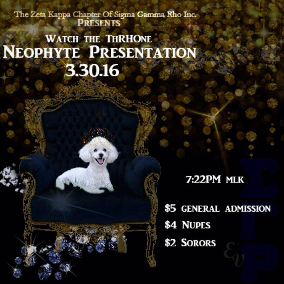 ZK_Poodles's tweet photo. NEOPHYTE PRESENTATION - March 30 - 7:22 - MLK 💙💛 #ZK #scsu https://t.co/KLikqdx9QB