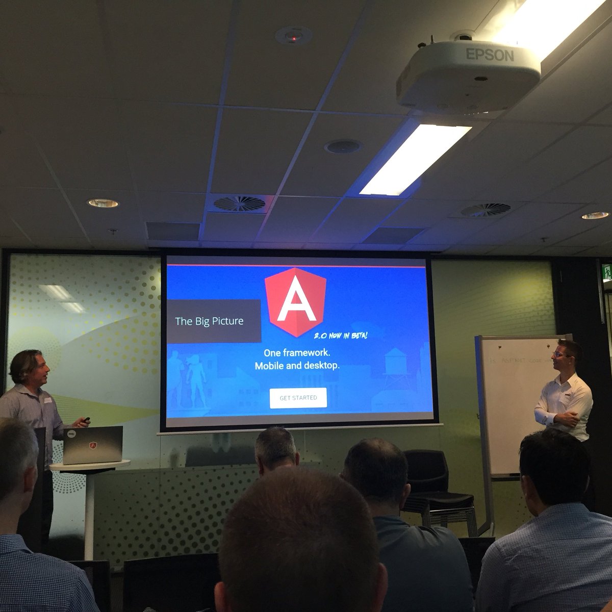 ChrisBriggsy's tweet image. .@dunchunter &amp;amp; @adamstephensen are talking all things #angular2 &amp;amp; #aspcore at the #AngularSuperPowers tour Brisbane!
