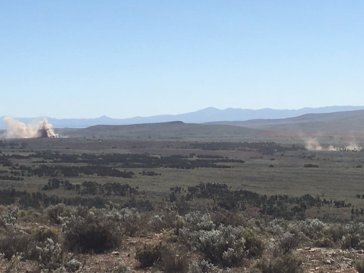 COS_1st_Bde's tweet photo. Opening salvos of artillery on Battle Group live fire with armoured vehicles poised to assault first positions https://t.co/IB7ZQ8RsPP