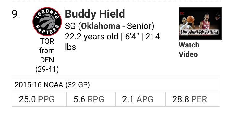 AllNBACanada's tweet photo. @DraftExpress has the Raptors selecting Buddy Hield in the 2016 NBA Draft #WeTheNorth https://t.co/88Ch2fC1mD