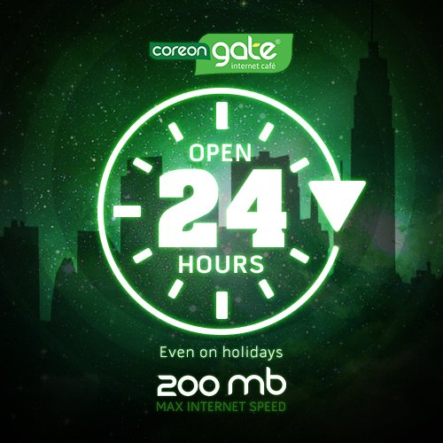 CoreonGate's tweet photo. Visit #CoreonGate the Philippine's fastest Internet cafe!
We are #open24hours. Even on Holidays #coffee #WiFi #chill https://t.co/OWBQJkuid2