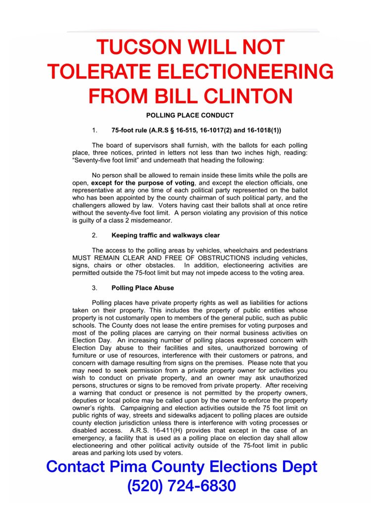 itwaschris's tweet image. @HillaryClinton Keep Bill away from the polls in Pima Co AZ We won't stand for electioneering #HillaryCheated #Dems