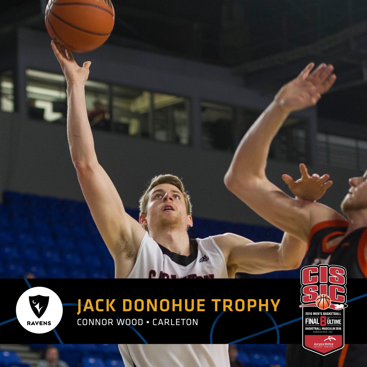 USPORTS_Bball's tweet image. The MVP of the @ArcelorMittal_D #CISFinal8 National Championship is Connor Wood from @CURavens.