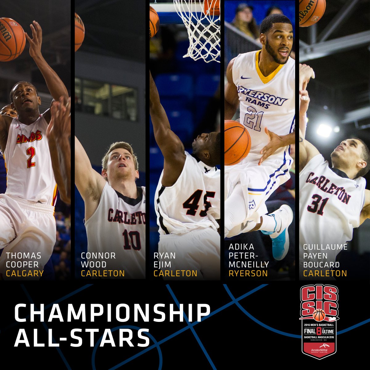 USPORTS_Bball's tweet image. Your 2016 @ArcelorMittal_D #CISFinal8 Championship All-Stars!