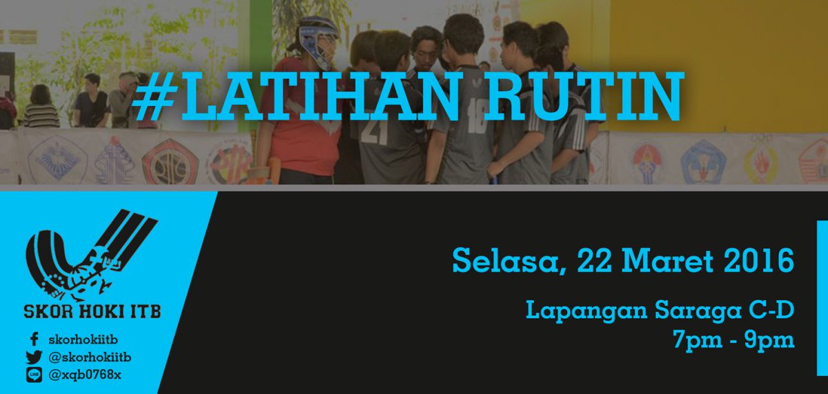 Latihan 22 Maret 2016 Jam 9 Malam. Jangan lupa ya.
Akan ada obrolan hangat mengenai jaket, olimpiade dan kumpul hoki