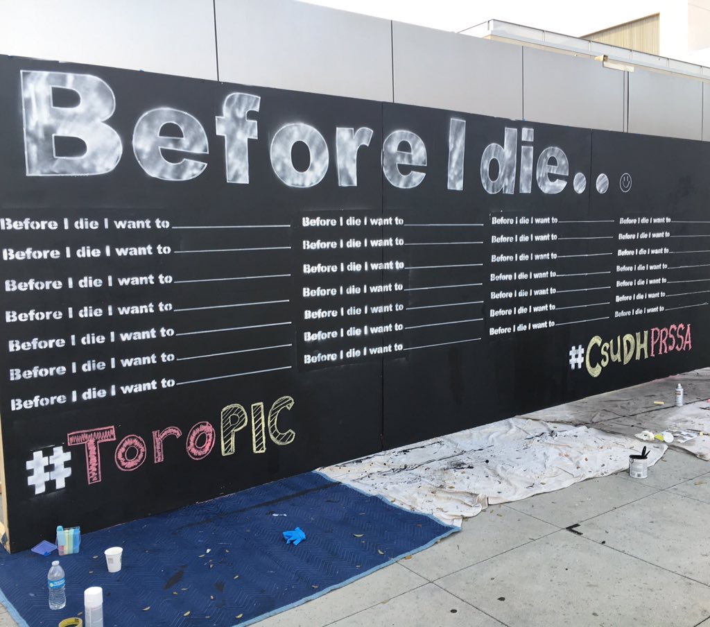 csudhprssa's tweet photo. Make sure to visit our "Before I die..." board! #CSUDHPRSSA #ToroPIC #ToroPRSSA ❤️🖌💛 https://t.co/AzySmj6D67