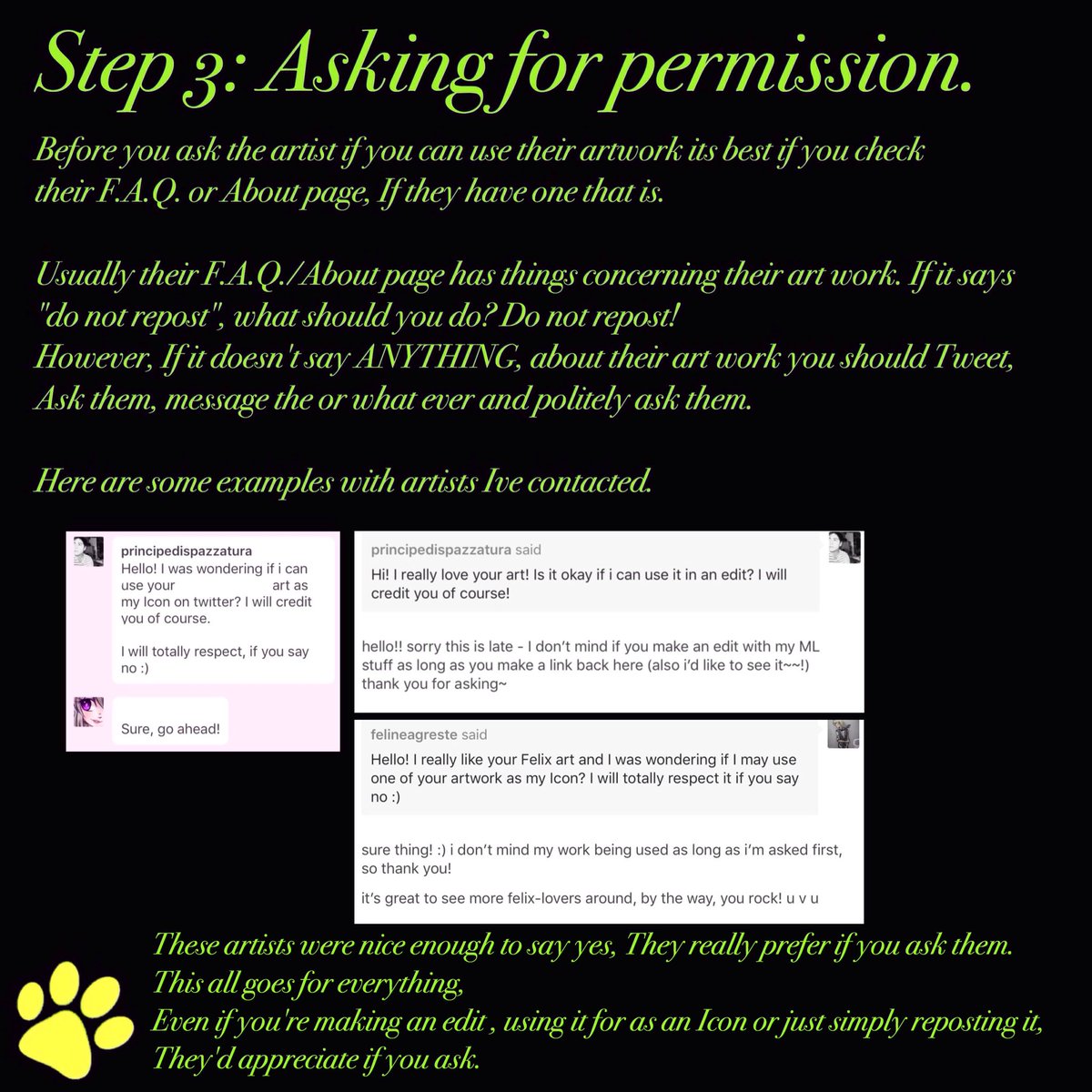 felix_agreste's tweet photo. Okay, so I spent the past 3 hours making this. 
THIS IS HOW YOU CAN CREDIT ARTISTS.
(I might make another one soon) https://t.co/MlJavQnbdL