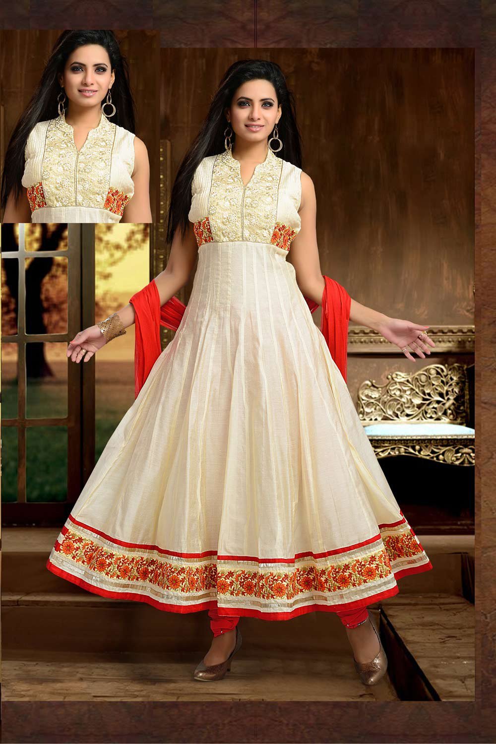 Gravity Fashion on X OFF WHITE WEDDING WEAR INDAIN KALIDAR FROCK IN ART SILK AND NET https t SxO4pE4iDY https t eakfkx9quI X