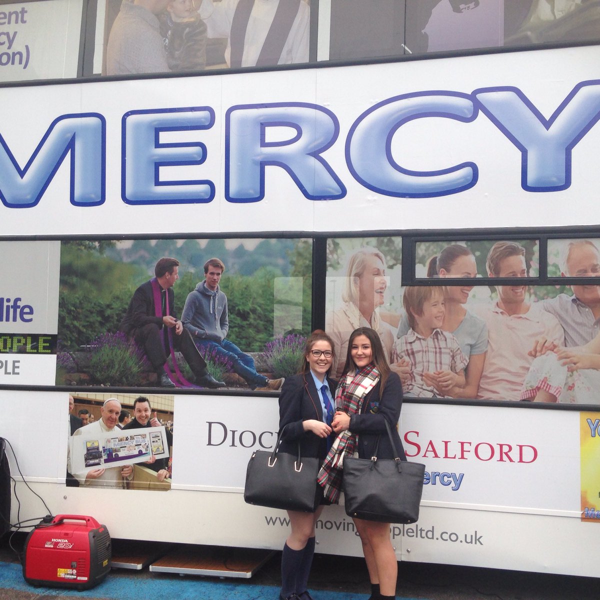 olsjre's tweet photo. The Mercy Bus has been here for 10 mins and already we are seeing special moments #NextStopMercy https://t.co/GUWBbIAZe3