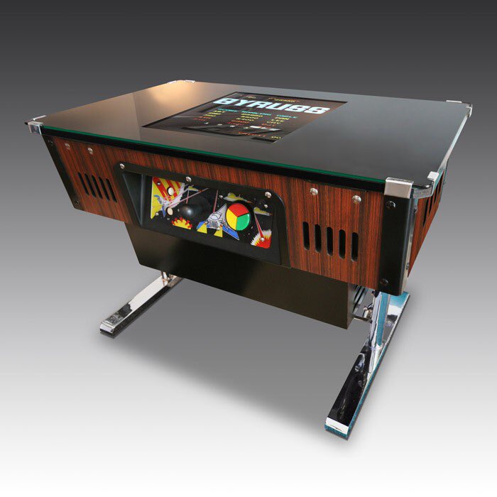 AigburthPHall's tweet photo. Space invader arcade retro coffee table installed with 65 classic 80s arcade games . Should I buy one ? https://t.co/oTj07XEwJm