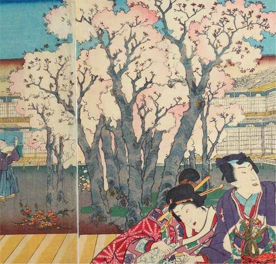 本日東京で桜が開花したということで、歌川国貞が描いた桜の浮世絵をご