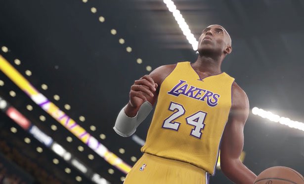Nba32k's tweet photo. The @Lakers defeat the @spurs 97-91 on Kobe Bryant's 24p &amp; 15a. https://t.co/gCnMq2KrZG