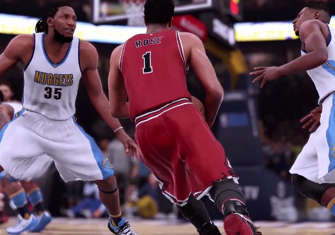Nba32k's tweet photo. The @chicagobulls defeat the @nuggets 107-99 on Derrick Rose's 30p. https://t.co/o9xma2tueJ