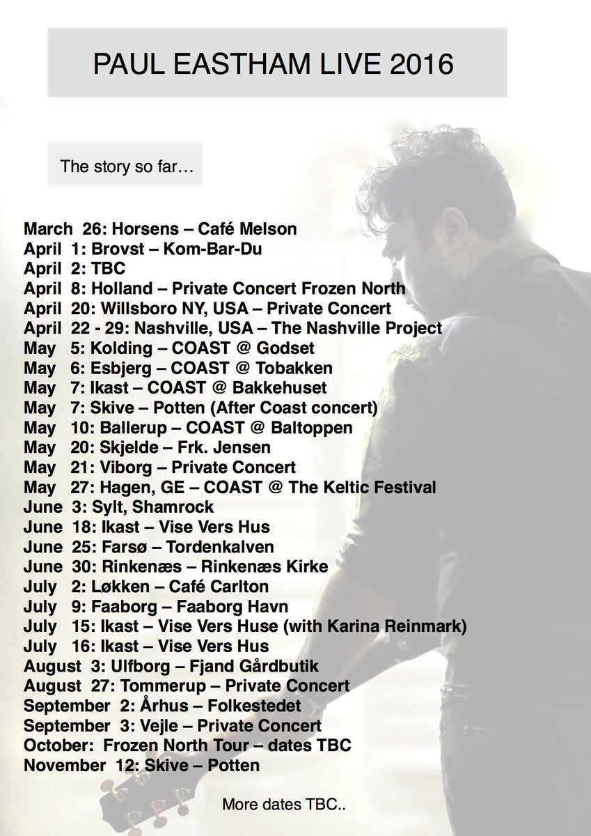 EasthamEastham's tweet photo. All the latest concert dates on one poster :) More to be added yet. https://t.co/rrGs9eu9Dg