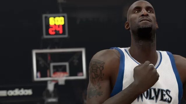 Nba32k's tweet photo. The @TimberWolvesHQ defeat the @celtics 85-90 on Kevin Garnett's 21 pts &amp; 14r. https://t.co/zOOcbEz0Wo