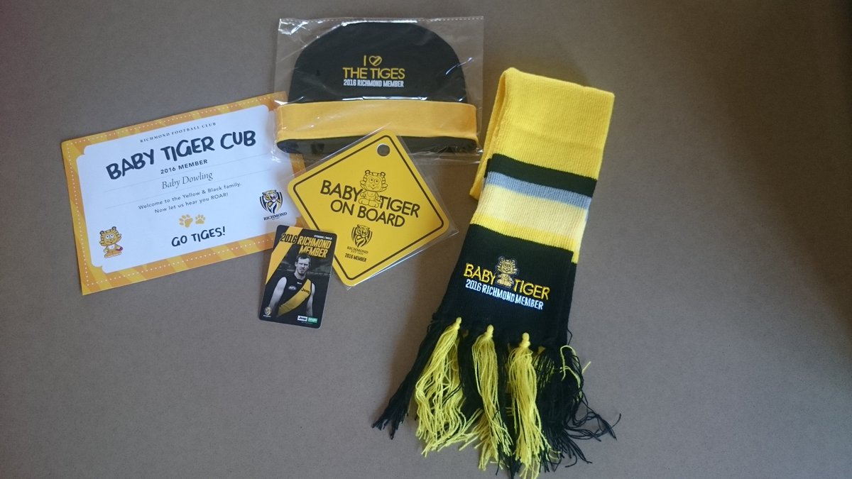 JD_RFC_TIGER's tweet photo. Thank you @Richmond_FC we have the membership pack now just waiting for the baby 👶 🐯 #Bornatiger https://t.co/q8toFpsVIL
