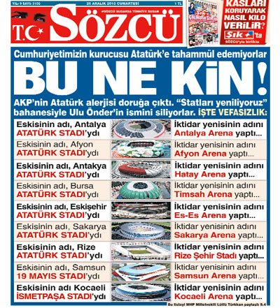 gazetesozcu's tweet photo. "Yenilenen statlardaki Atatürk ismi neden silindi?" sorusuna Bakanlığın ilginç "savunması" https://t.co/FLEL8SjdWl https://t.co/b9WXwiwbnC