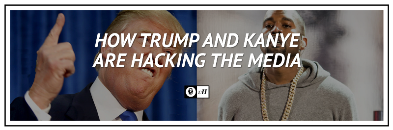 ddrckdesign's tweet photo. How Trump and Kanye hack the media #mediahacking https://t.co/1f57cz4ADf https://t.co/XH9GcrAYI9