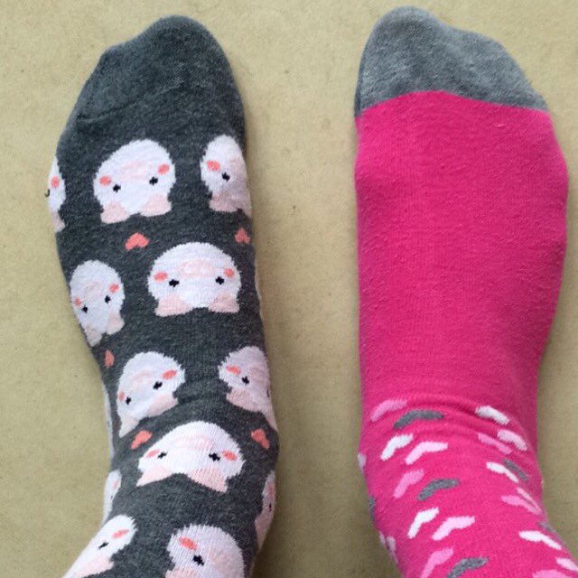 Wearing odd socks for World Down's syndrome day to raise awareness and acceptance of Down's syndrome.