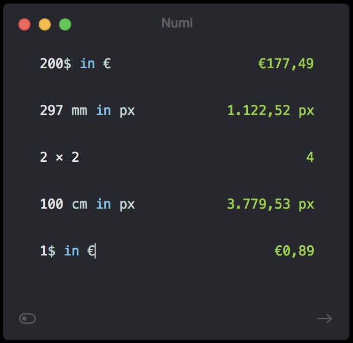 #Numi een super handige #calculator voor #mac: numi.io Pixels, cm, kg, wisselkoersen, allesch!