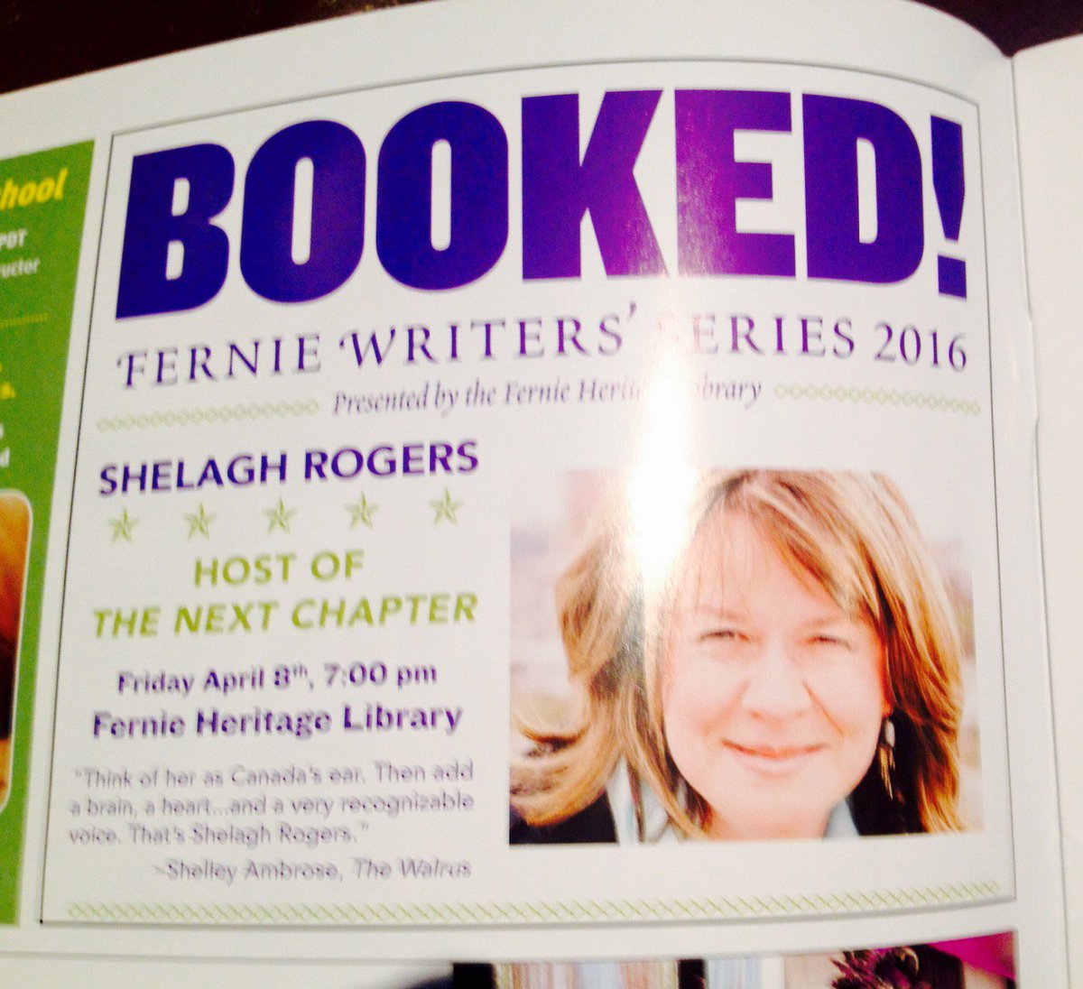 angie_abdou's tweet photo. On April 8 we turn the tables and I interview @RogersShelagh! Guaranteed fun. @FernieLibrary https://t.co/MCBCGYm3PY