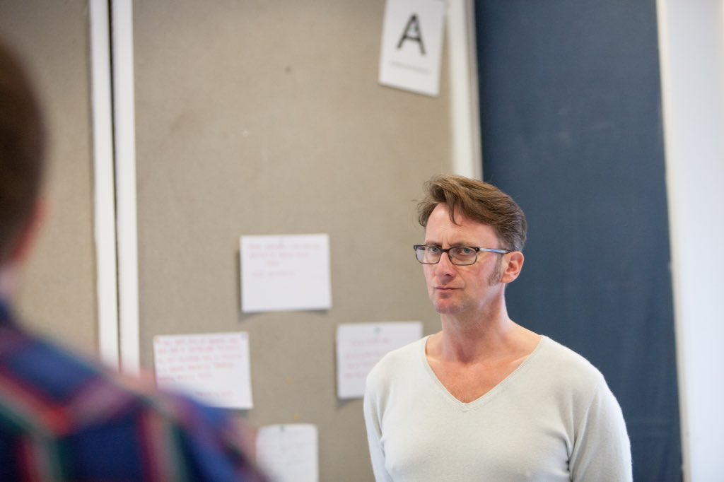 W14Productions's tweet photo. A sneaky peek at the rehearsal room of #TheBrink @OrangeTreeThtr with @Ciaranowens1 @Shvorne @haig_alice @Vinnyleigh https://t.co/lo20zp6wLZ
