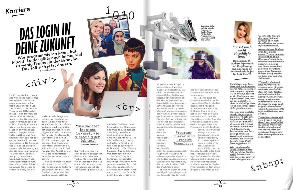#FHNW-Studentin Dominique Walter erklärt im <a href="/20min/">20 Minuten</a> Friday, warum sie #Informatik studiert: buff.ly/1RcDLRB