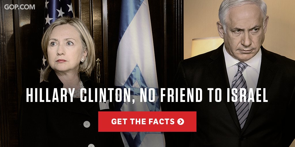GOP's tweet image. Clinton is no friend to Israel, our closest ally &amp;amp; only true democracy in the Middle East: gop.cm/HqgJhb