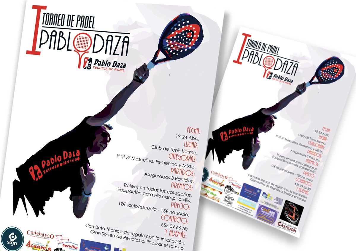 mundodsign's tweet photo. #Cartel artístico para el I #torneo de #padel PABLO DAZA. Y @signyouneed es #patrocinador. https://t.co/nMEKOd6MWx https://t.co/8p3kz3Bdxr