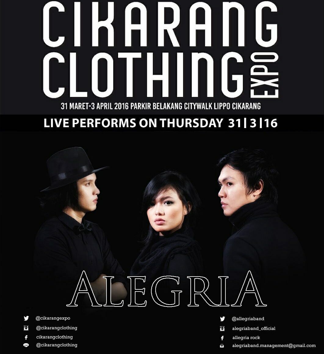 Kami ingin menyapa para Sahabat Alegria dalam acara Cikarang Clothing Expo. Sampai bertemu di Cikarang, Bekasi.