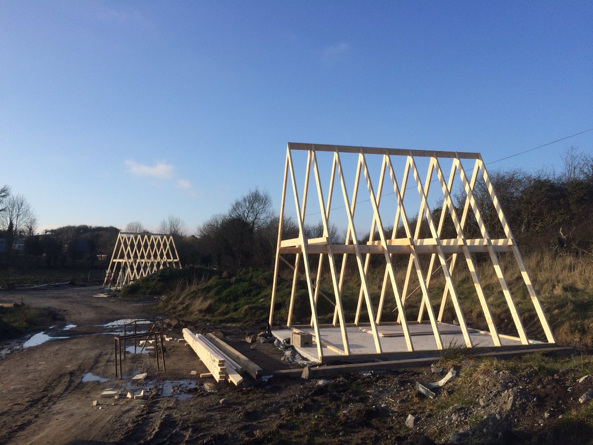 A frame cabins being built! #glamping #aframe #cabins