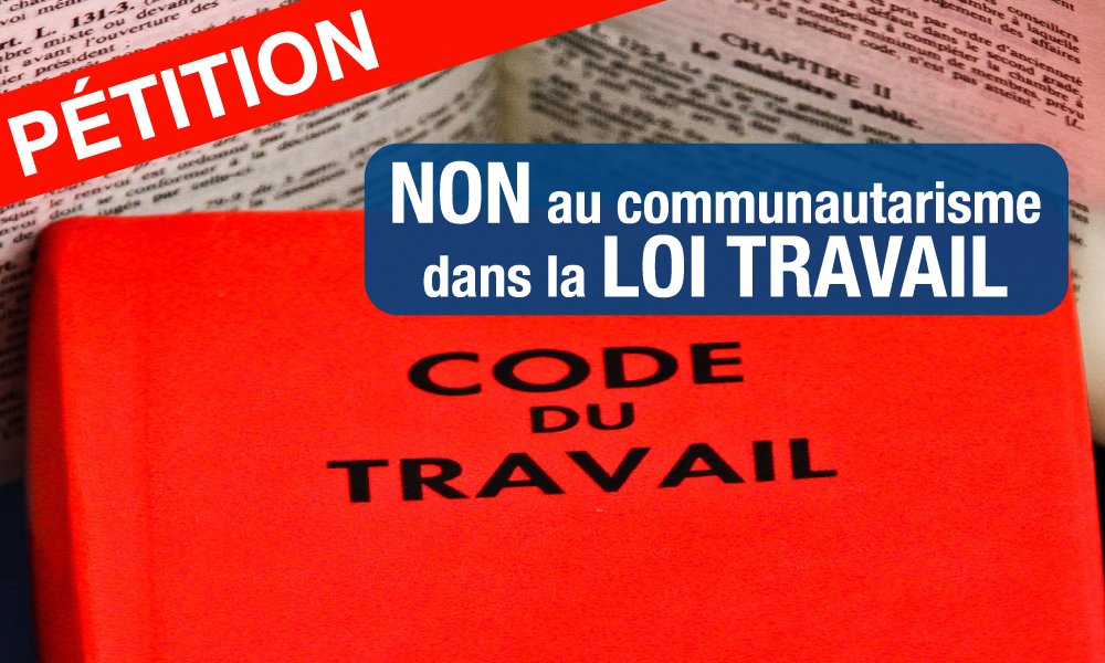 jf_cope's tweet photo. NON au communautarisme dans la #LoiTravail !
📝 Signez la pétition ici ! ➡ https://t.co/sBhTSXhVoO https://t.co/PyxGOPtSA3