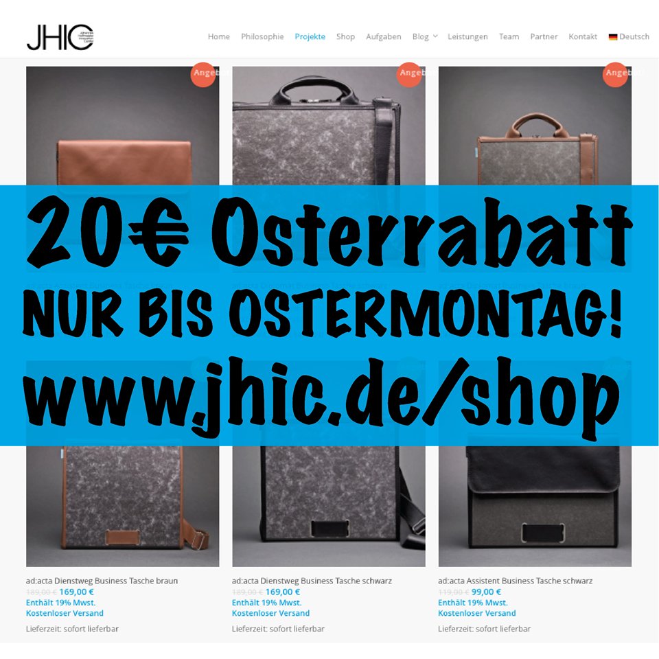 JHICInnovation's tweet photo. Zum #StartindieWoche 20€uro #Rabatt auf alle @adacta_bags - wir #feiern mit Dir #Ostern! https://t.co/GQKqtivcio https://t.co/KdlwnRgATN