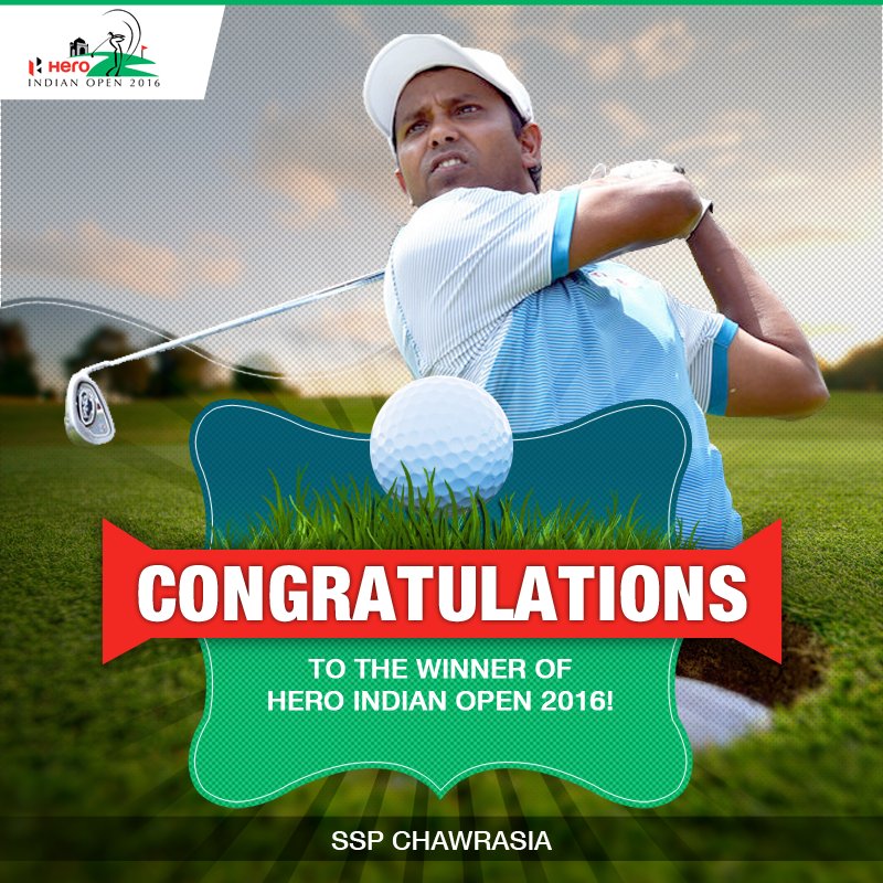 TheOfficialHIO's tweet photo. 4 times runner-up, Shiv Chawrasia finally lifts the #HIO2016 trophy.
#Congratulations https://t.co/GqNengkyOT
