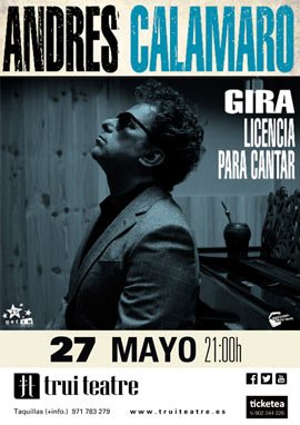 guiamallorca's tweet photo. Este domingo en @truiteatre Andrés Calamaro de gira “Licencia para cantar” @calamarooficial https://t.co/N2riyQXiRX https://t.co/fuvOUtbo6I