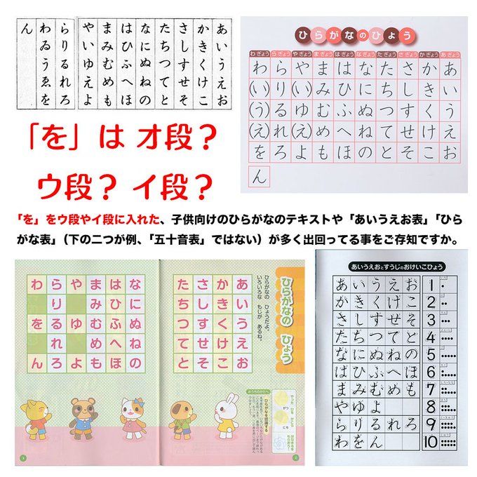 悲報 市販のあいうえお表の半分以上が を をウ段やイ段に配置 悲報 市販のあいうえお表の半分以上が を をウ段やイ段に配置