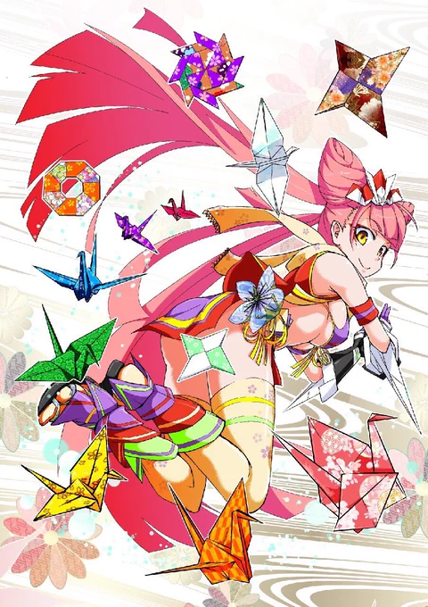3DS版モンストキャラ鶴の射手オリガミ!アプリ版にも降臨されてましたねやっぱクノイチは最高だぜ!気に入りました…はやく再臨を求む!#モンスト 