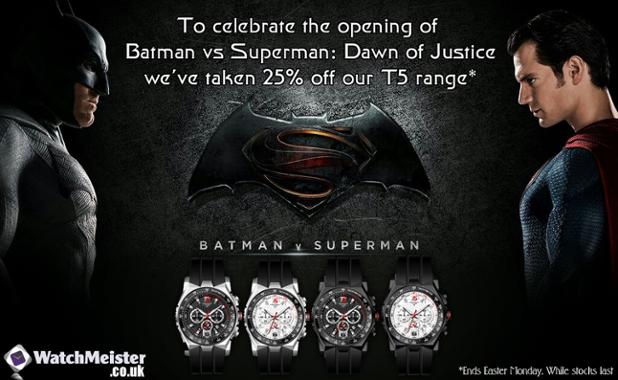 WatchMeisterUK's tweet photo. 25% off our T5 Range to celebrate Batman v Superman #batmanvsuperman #WatchMeister https://t.co/QCL6GmbhLd https://t.co/2MxRONeq2Z