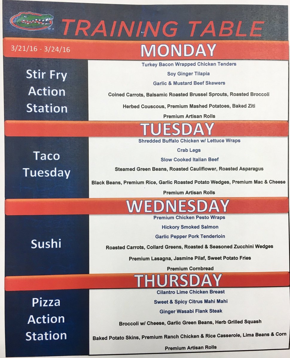 FuelinGator's tweet photo. Come get your #premiumfuel this week at Training Table! Stir Fry Action Station tonight! #FuelingRight https://t.co/FyJ1G7TNnH