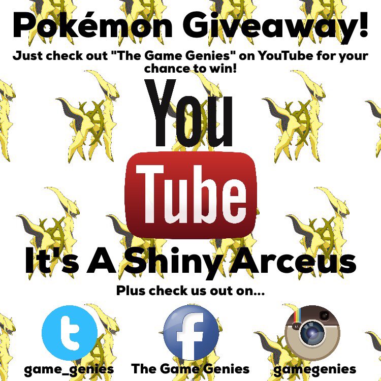game_genies's tweet photo. #free #shiny #pokemon #giveaway #nintendo #pokemon20 #youtube #youtubegaming #gamers https://t.co/IS7HcKWHqv https://t.co/Ht3N1vtsm2
