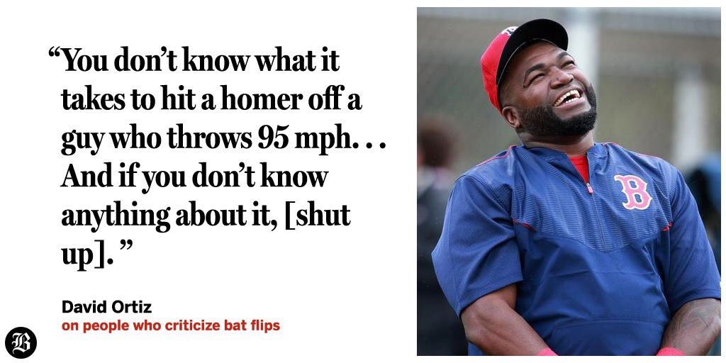 BaseballQuotes1's tweet photo. -David Ortiz, on people criticizing bat flips. https://t.co/iWXfkFUE9K