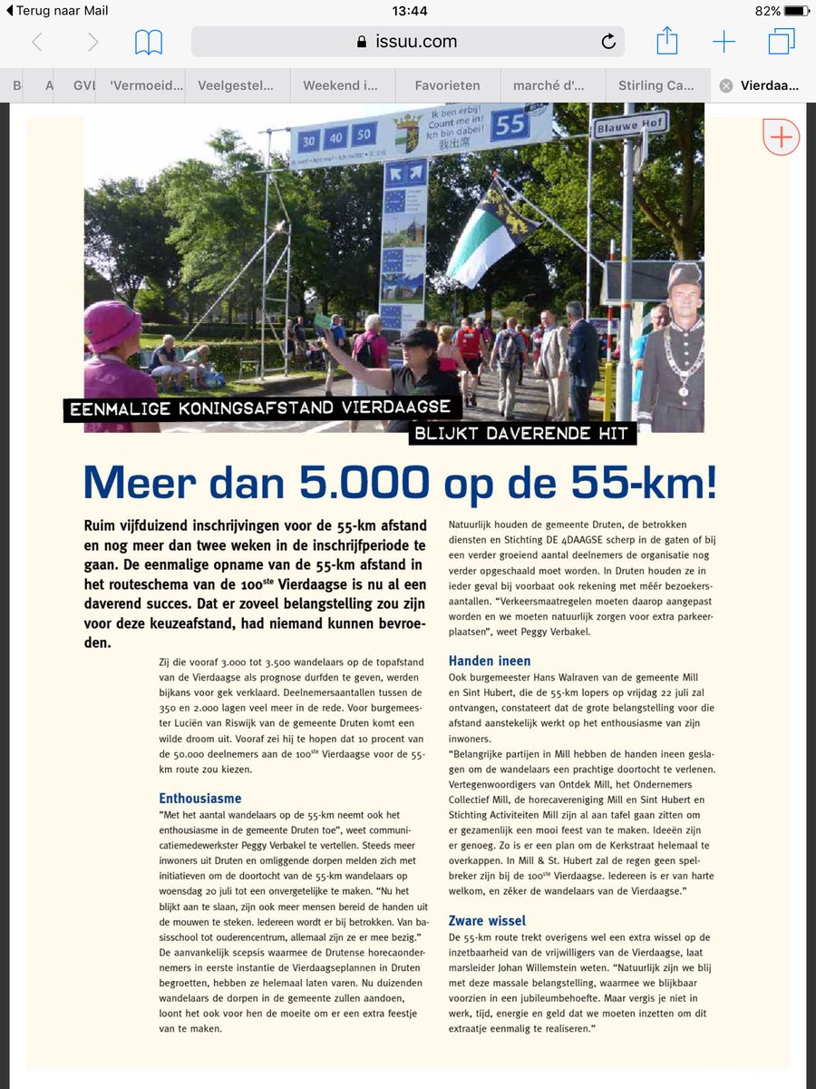 Mooi artikel in online #Vierdaagse magazine over succes 55 km route!