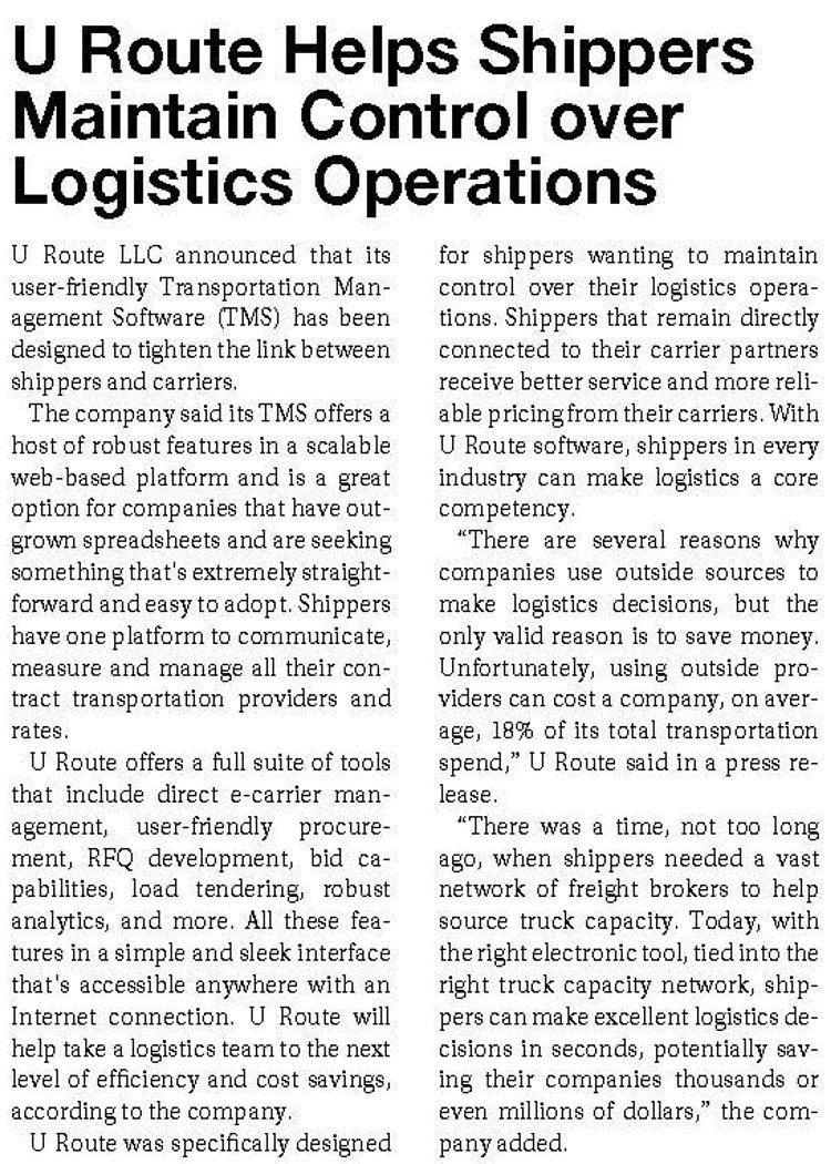 uroute's tweet photo. @uroute Transportation Management Software featured in Paper2016 Article! To read more visit https://t.co/sHM0H41rXN https://t.co/UDTG4H0yeh