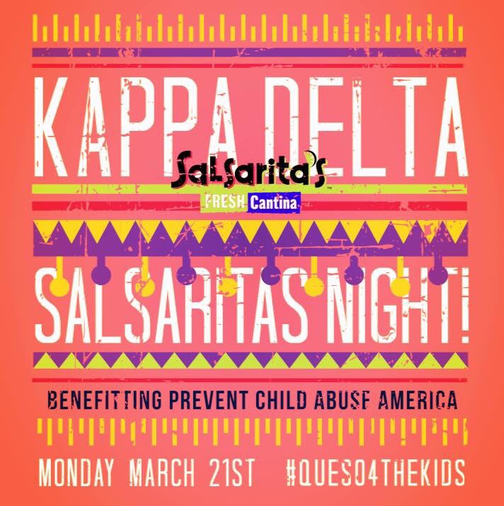 Stop by Salsaritas tonight and say you're with KD to help support Prevent Child Abuse America! #Queso4TheKids