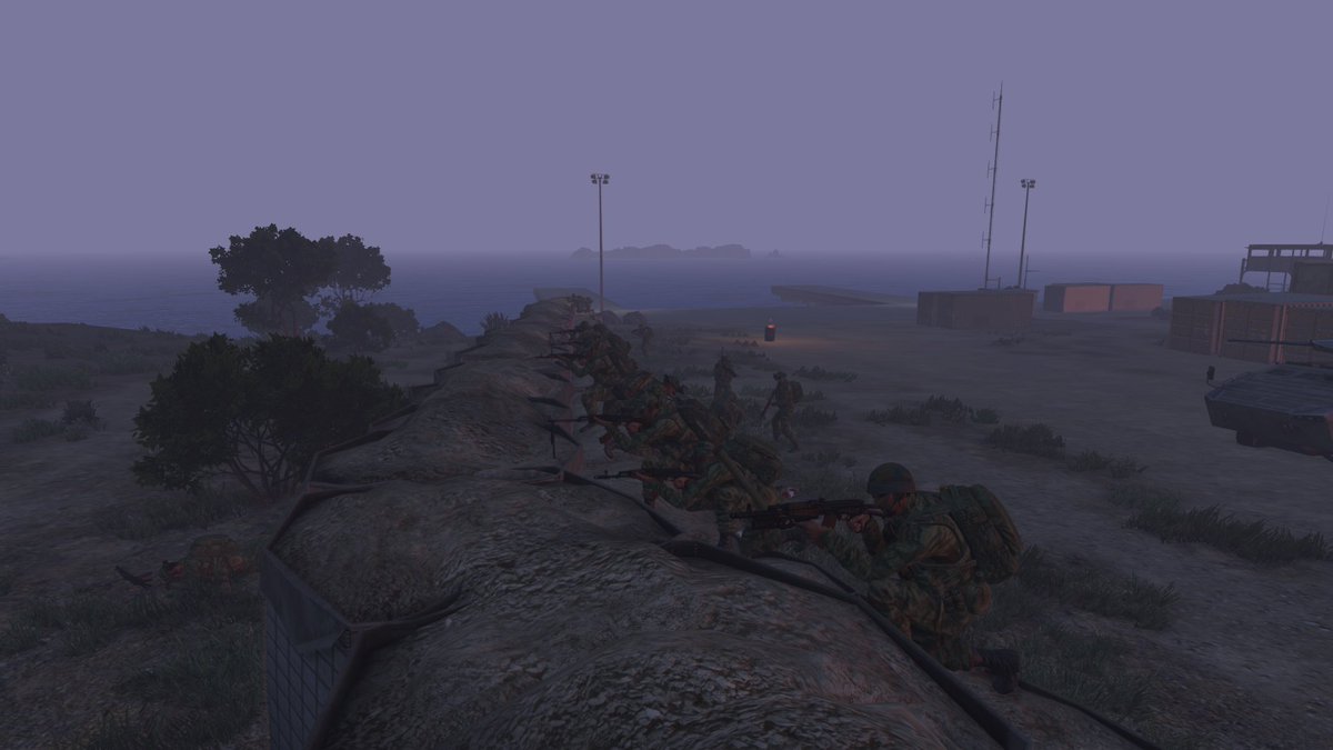 RIFM_Outfit's tweet photo. HOLD THE LINE! The remnants of Alpha &amp; Bravo provide cover for Charlie as they fall back #arma3 @Arma3official https://t.co/AG6I1dYOB3
